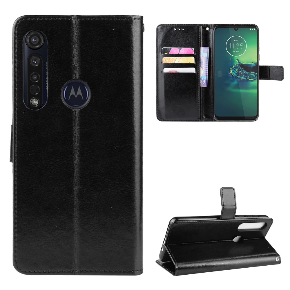 Motorola Moto G8 Plus - Læder cover / pung - Sort