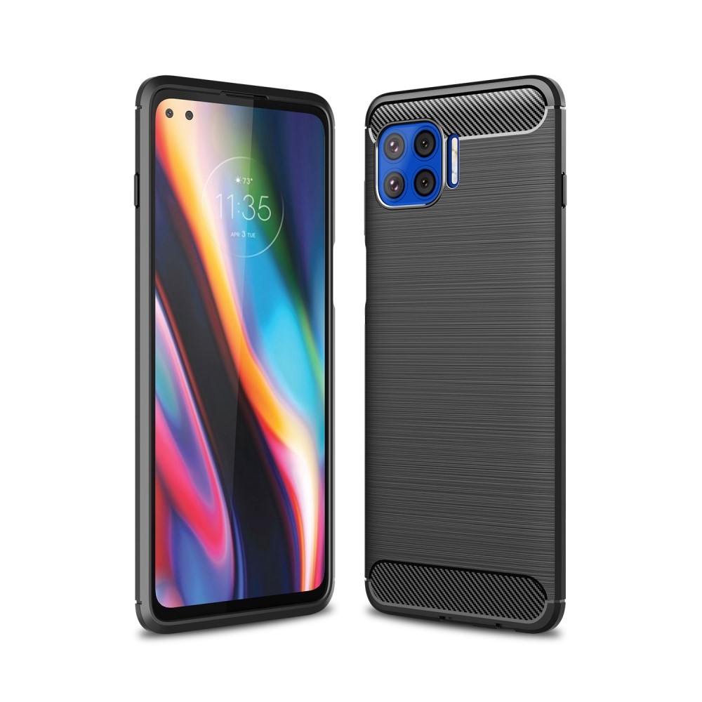Motorola G 5G Plus - Gummi cover i Børstet Design - Sort