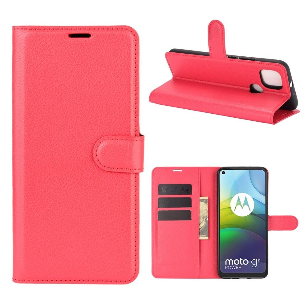 Motorola G9 Power - Læder cover / pung - Rød