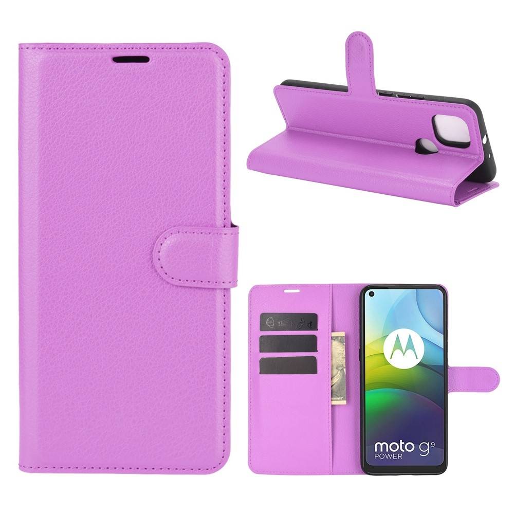 Motorola G9 Power - Læder cover / pung - Lilla