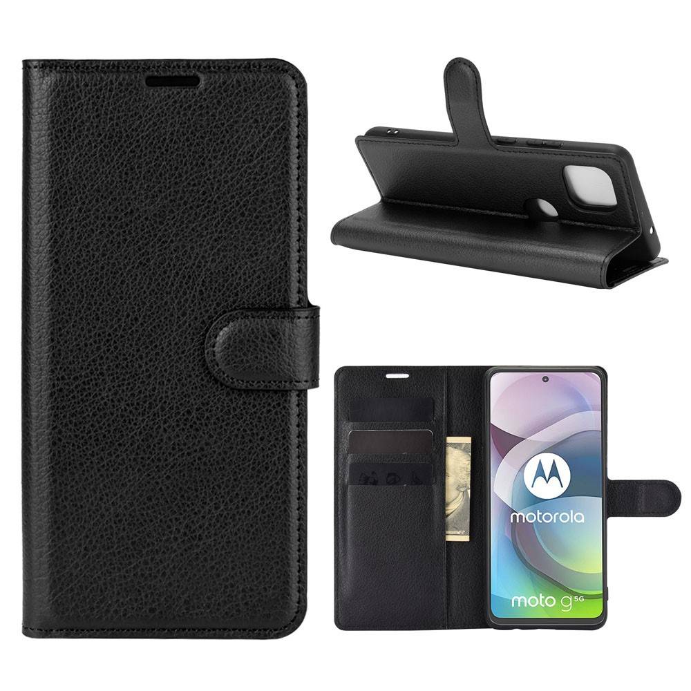 Motorola G 5G - Læder cover / pung - Sort