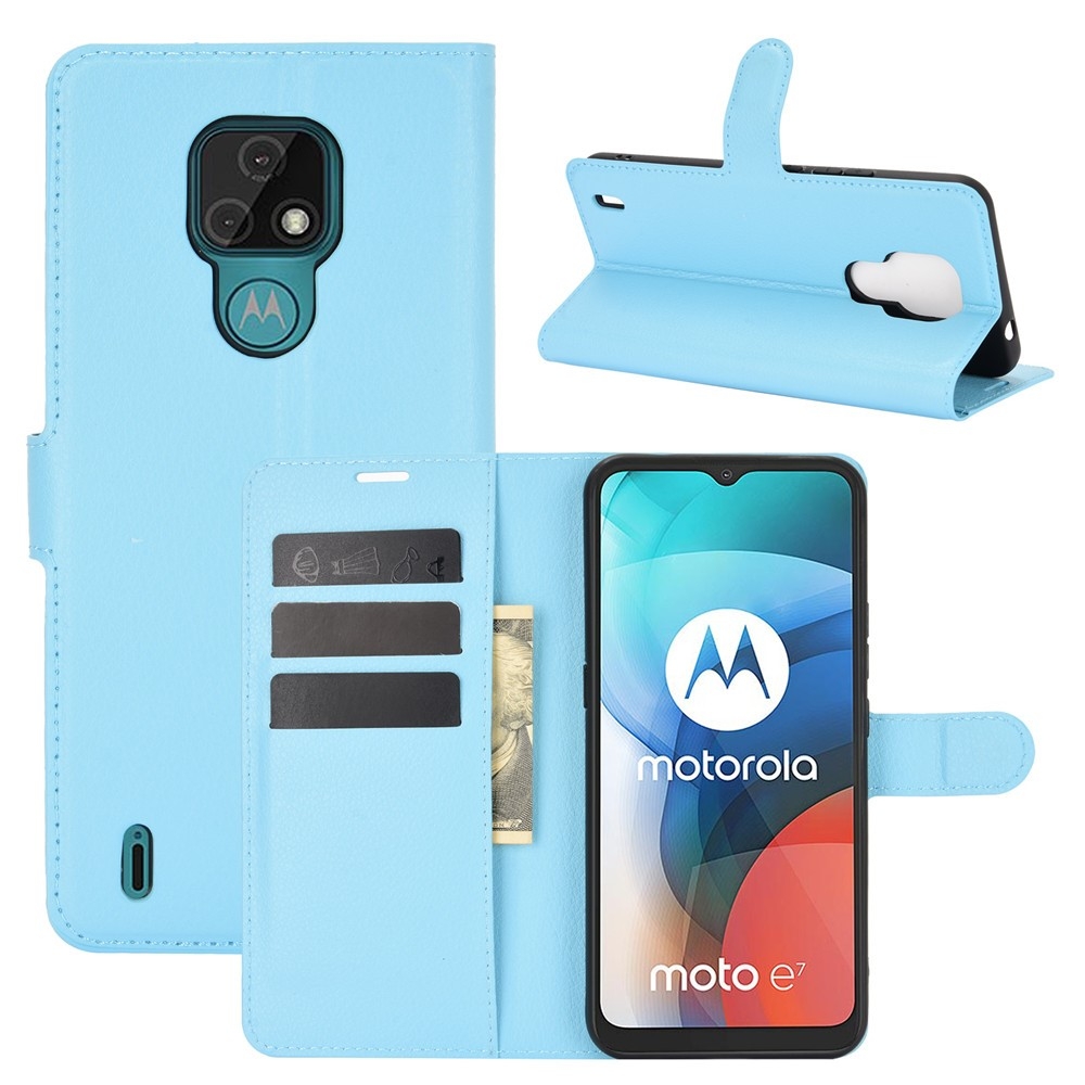 Motorola E7 - Læder cover / pung - Blå