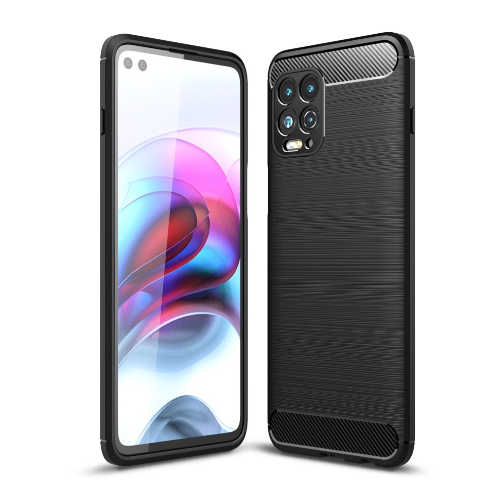 Motorola G100 - Gummi cover - Børstet Design - Sort
