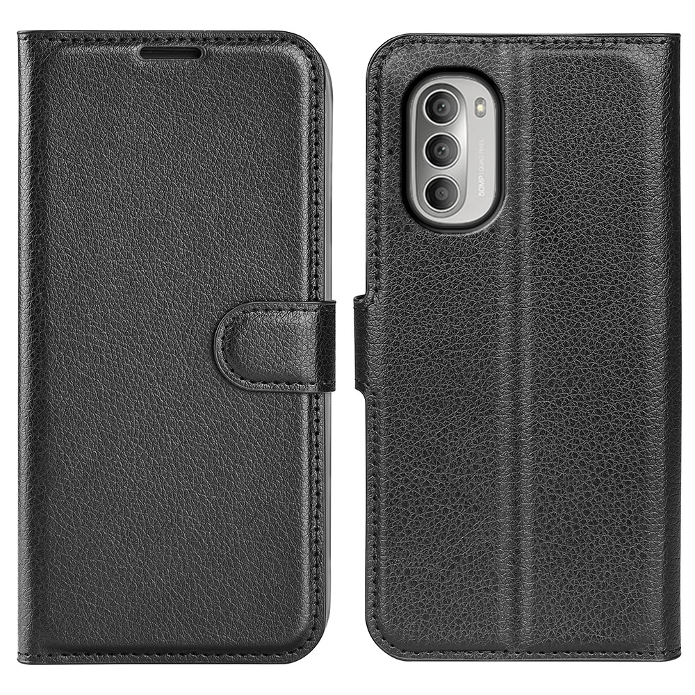 Motorola G51 5G - Læder cover / pung - Sort