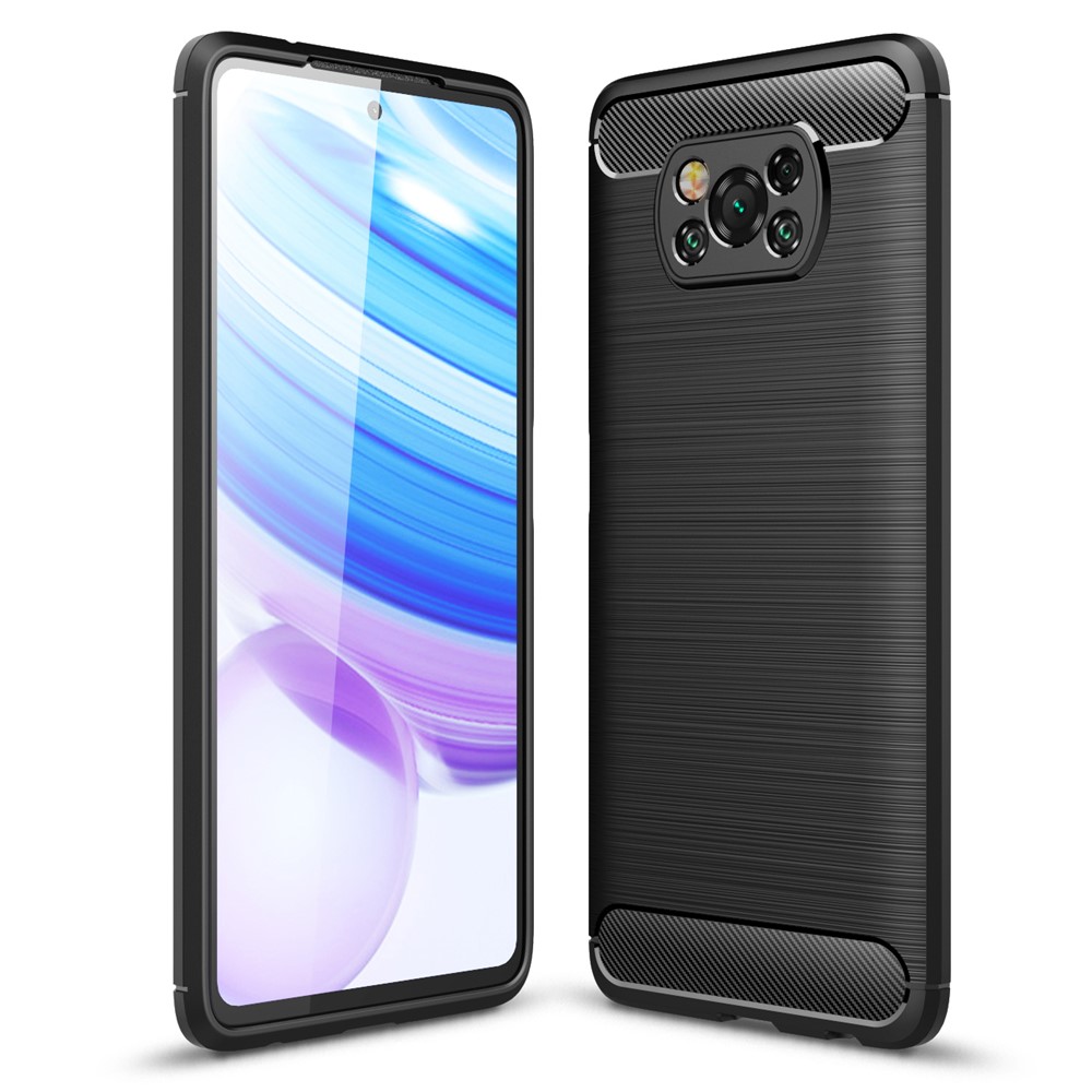 Xiaomi Poco X3 NFC / Poco X3 / Poco X3 Pro - Fleksibel gummi cover - Børstet design - Sort
