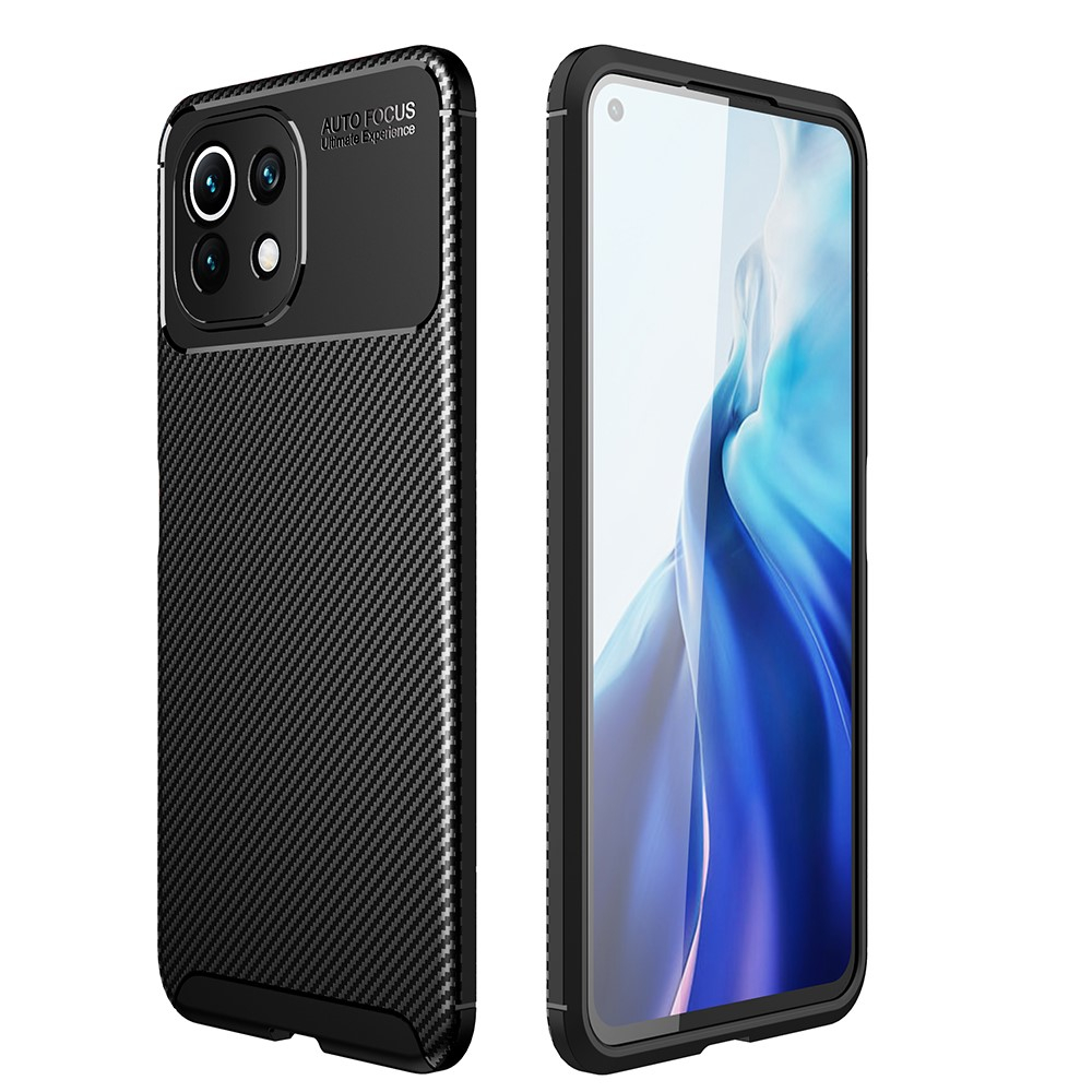 Xiaomi Mi 11 Lite 4G/5G - Gummi cover - Børstet Design - Sort