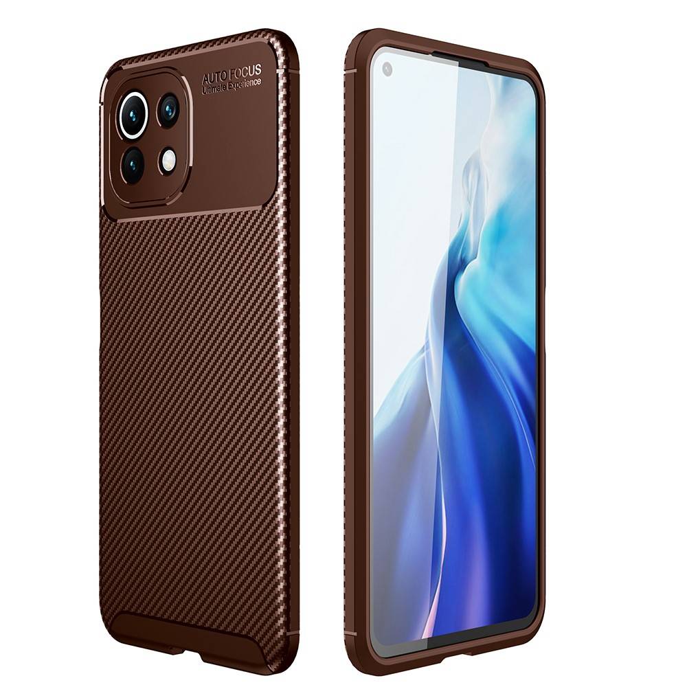 Xiaomi Mi 11 Lite 4G/5G - Gummi cover - Børstet Design - Brun
