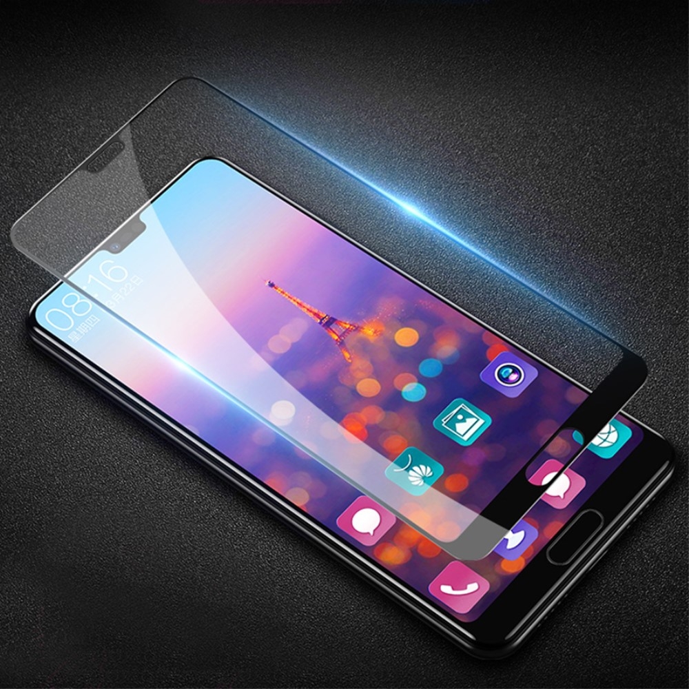 Huawei P20 Pro - Hærdet beskyttelsesglas med komplet dækning - Sort