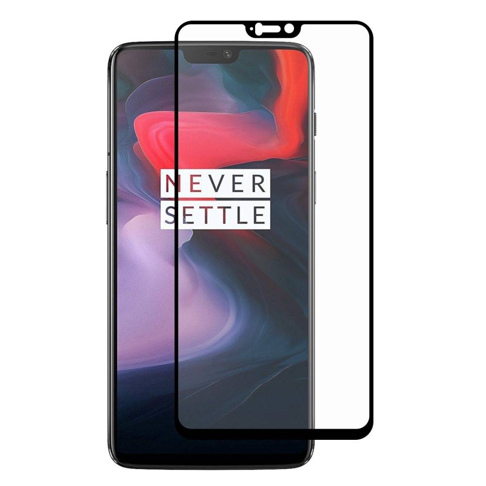 OnePlus 6 - HAT PRINCE beskyttelsesglas 0,26mm m/komplet dækning - Sort