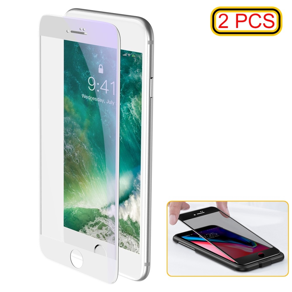 iPhone SE 3 5G (2022) / SE 2020 / iPhone 8/7 - BASEUS Anti-Blueray hærdet beskyttelssglas 0,23mm m/komplet dækning (2 stk.) - Hvid