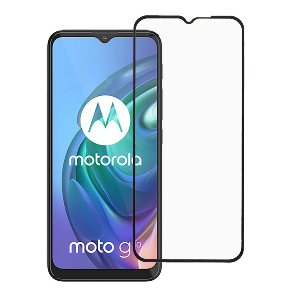 Motorola G10/G30 - Hærdet beskyttelsesglas full glue med komplet dækning - Sort