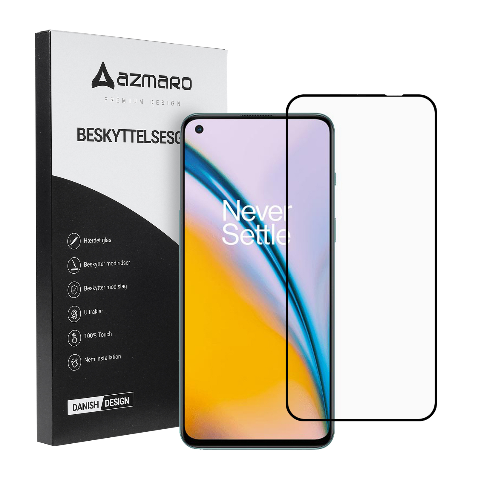 OnePlus Nord 2 5G / 2T 5G - Azmaro Premium hærdet beskyttelsesglas - Komplet dækning