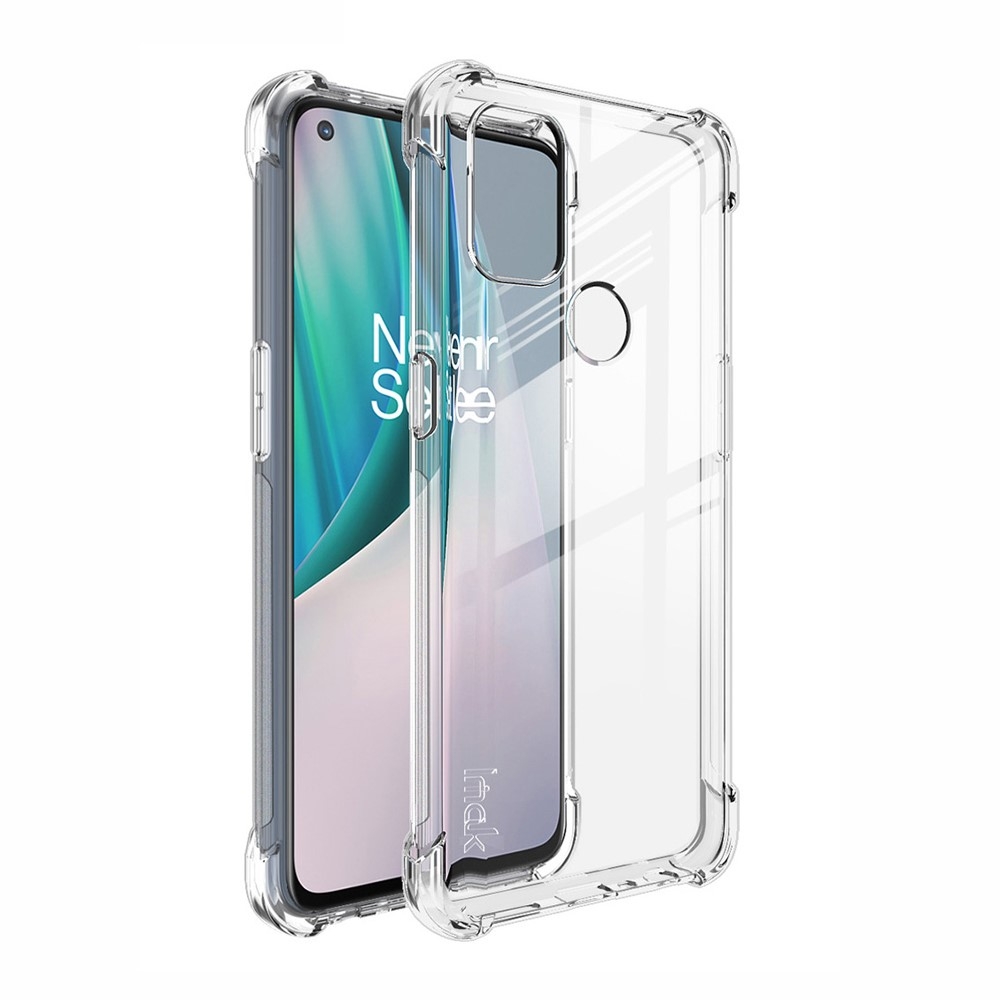 OnePlus Nord N10 5G - IMAK gummi cover inkl- skærmbeskytter - Transparent