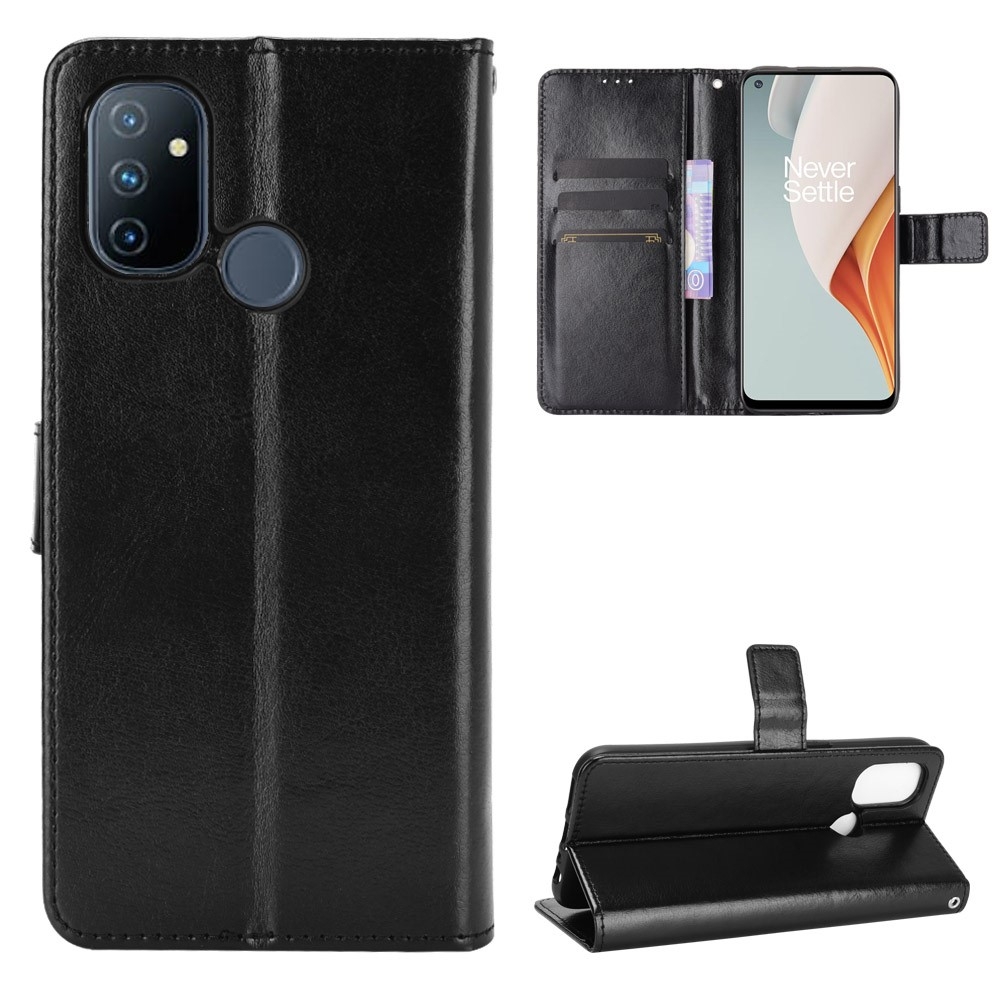 OnePlus Nord N100 5G - Læder cover / pung - Sort