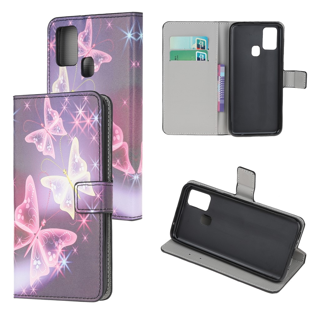 OnePlus Nord N100 5G - Læder cover / pung - Med printet Design - Lysende sommerfugl