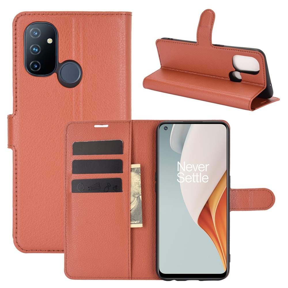 OnePlus Nord N100 - Læder cover / pung - Brun