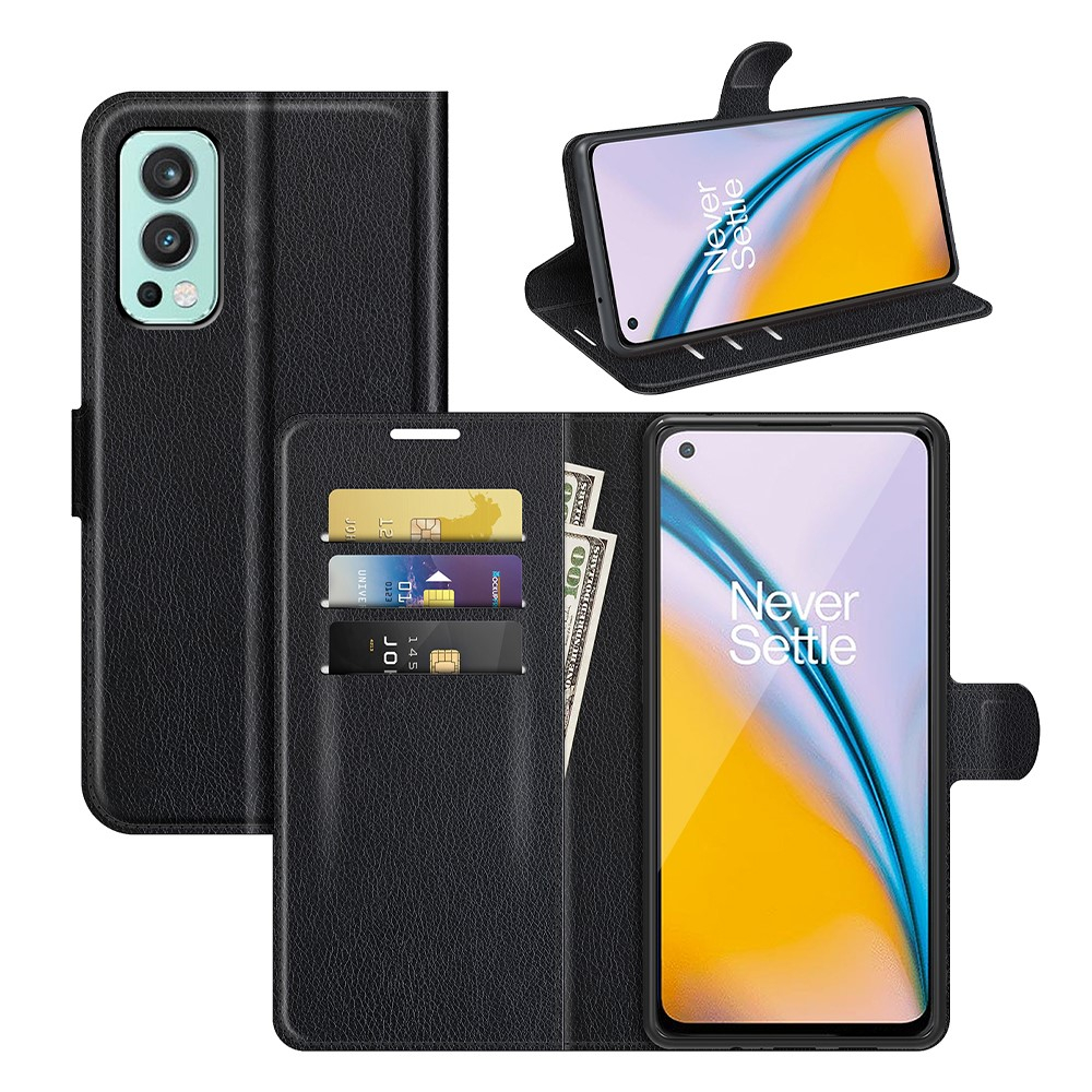 OnePlus Nord 2 5G - Læder cover / pung - Sort