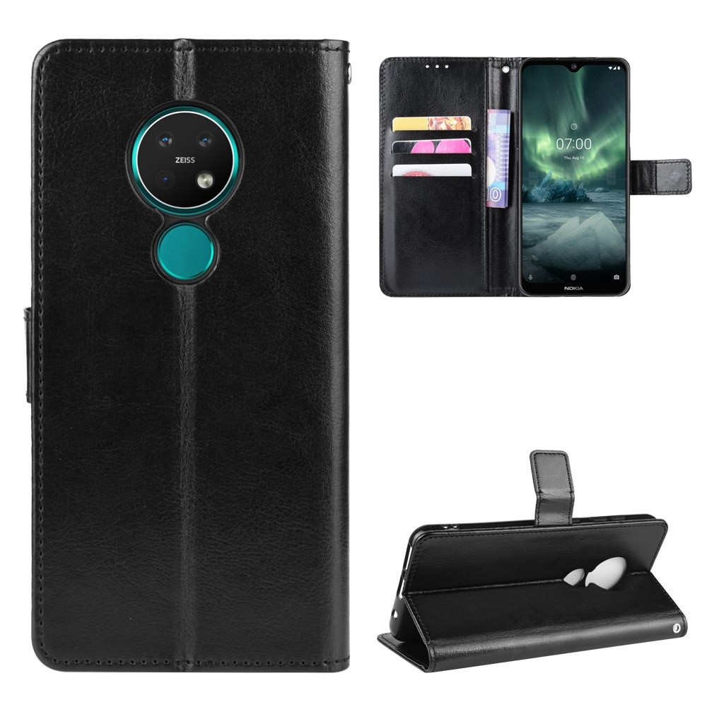 Nokia 6.2 / 7.2 - Læder cover / pung - Sort