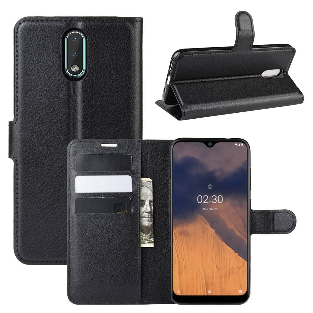 Nokia 2.3 - Læder cover / pung - Sort
