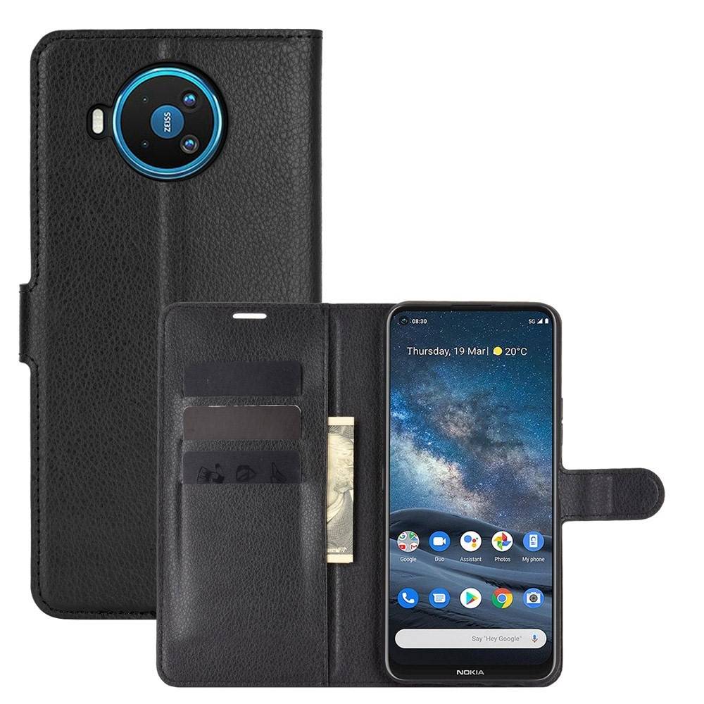 Nokia 8.3 5G - Læder cover / pung - Sort