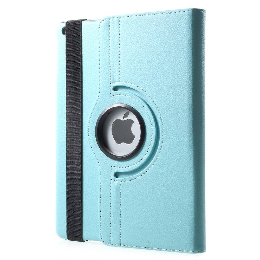 iPad Air 2 - 360 gr Roterende Læder Flip Cover - Lyseblå