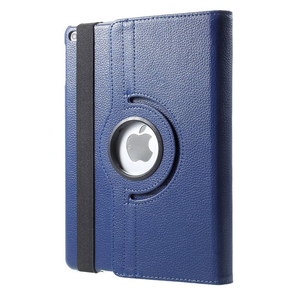 iPad Air 2 - 360 gr Roterende Læder Flip Cover - Mørkeblå
