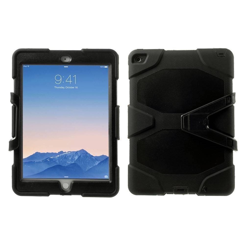 iPad Air 2 - Military Duty Hybrid cover - med indbygget skærmbeskytter - Sort