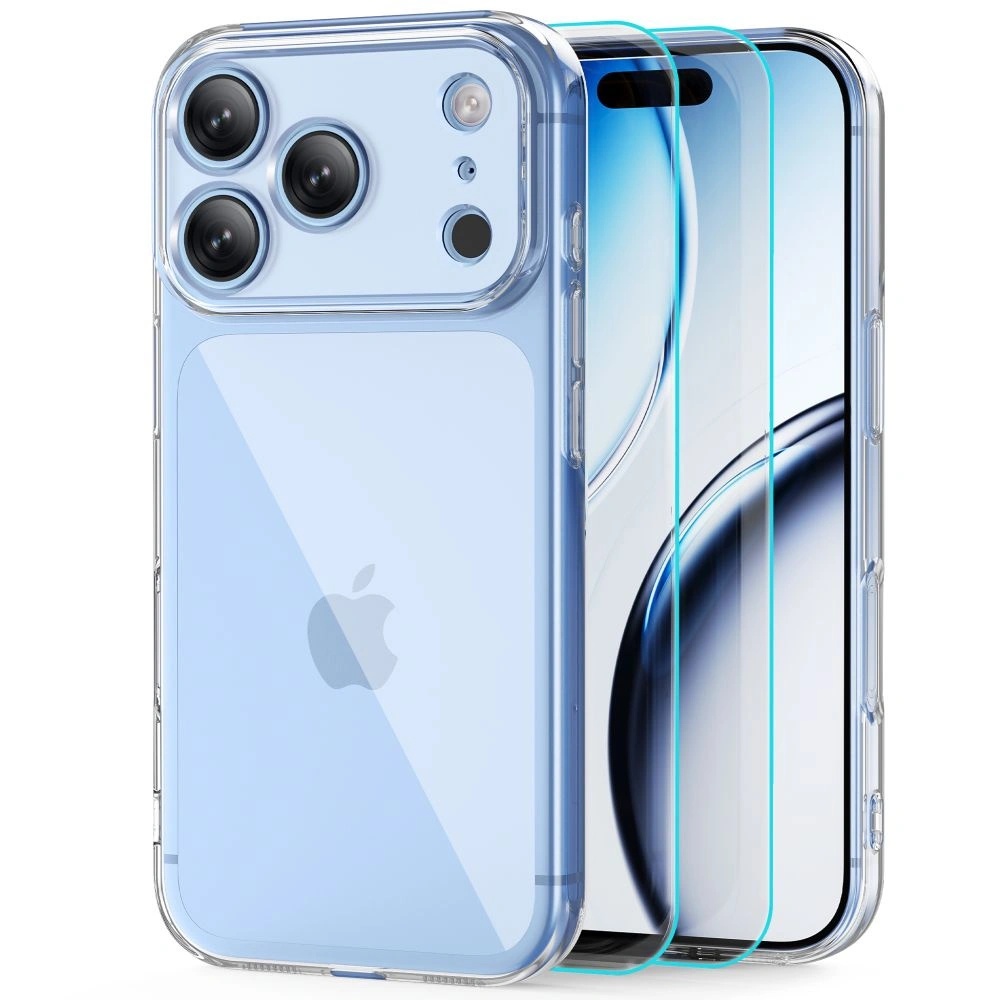 iPhone 17 Pro Max / 18 Pro Max - Tech-Protect FlexAir gummi cover inkl. 2 stk. Hærdet beskyttelsesglas - Clear