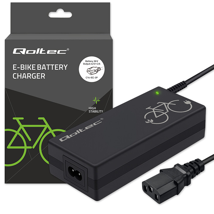 Qoltec Oplader til Elcykel - 36/42V, 2A - C14-IEC 3-Pin