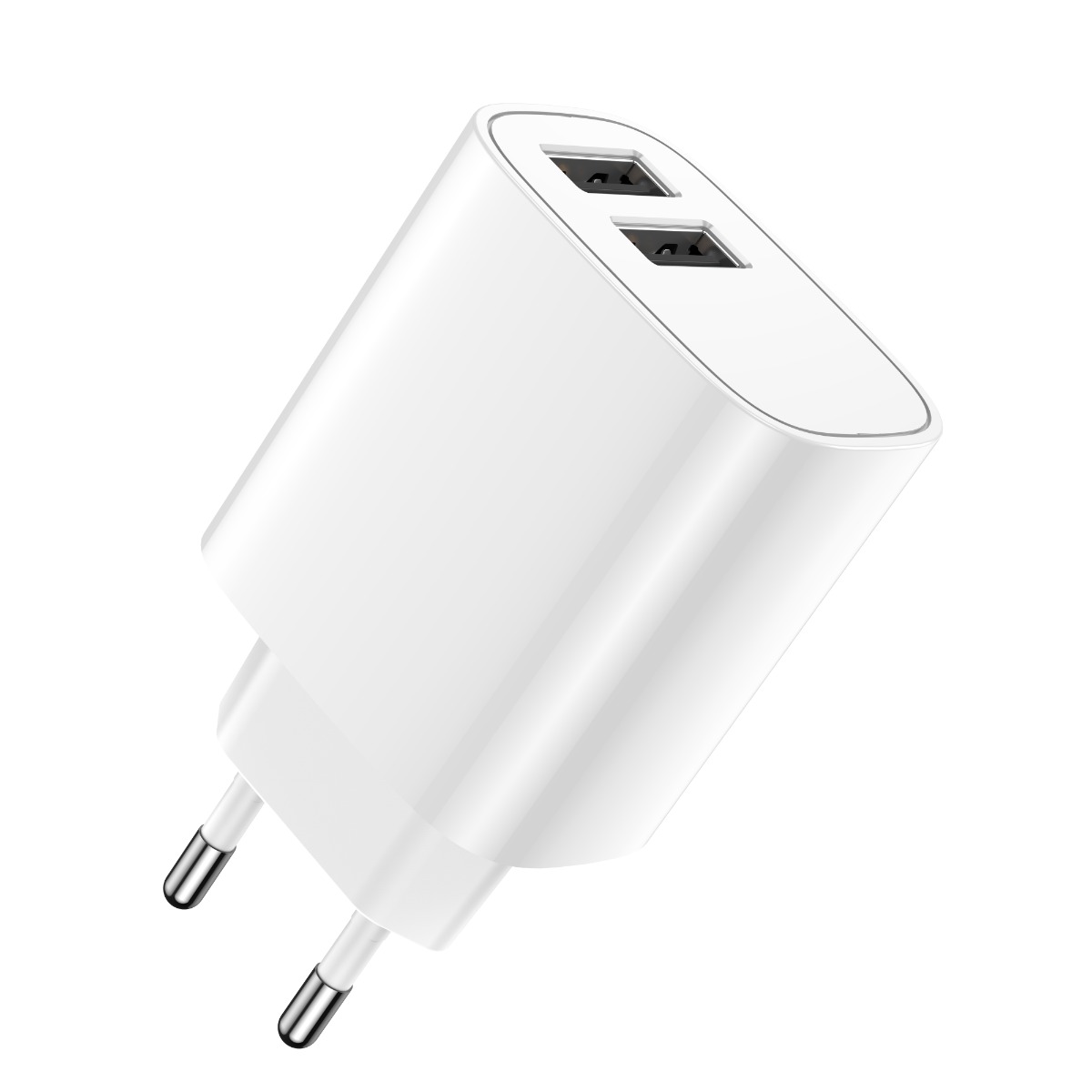 Dual USB oplader / adapter - 2 x USB porte - 12W / 2.4A - 5 års garanti - Hvid