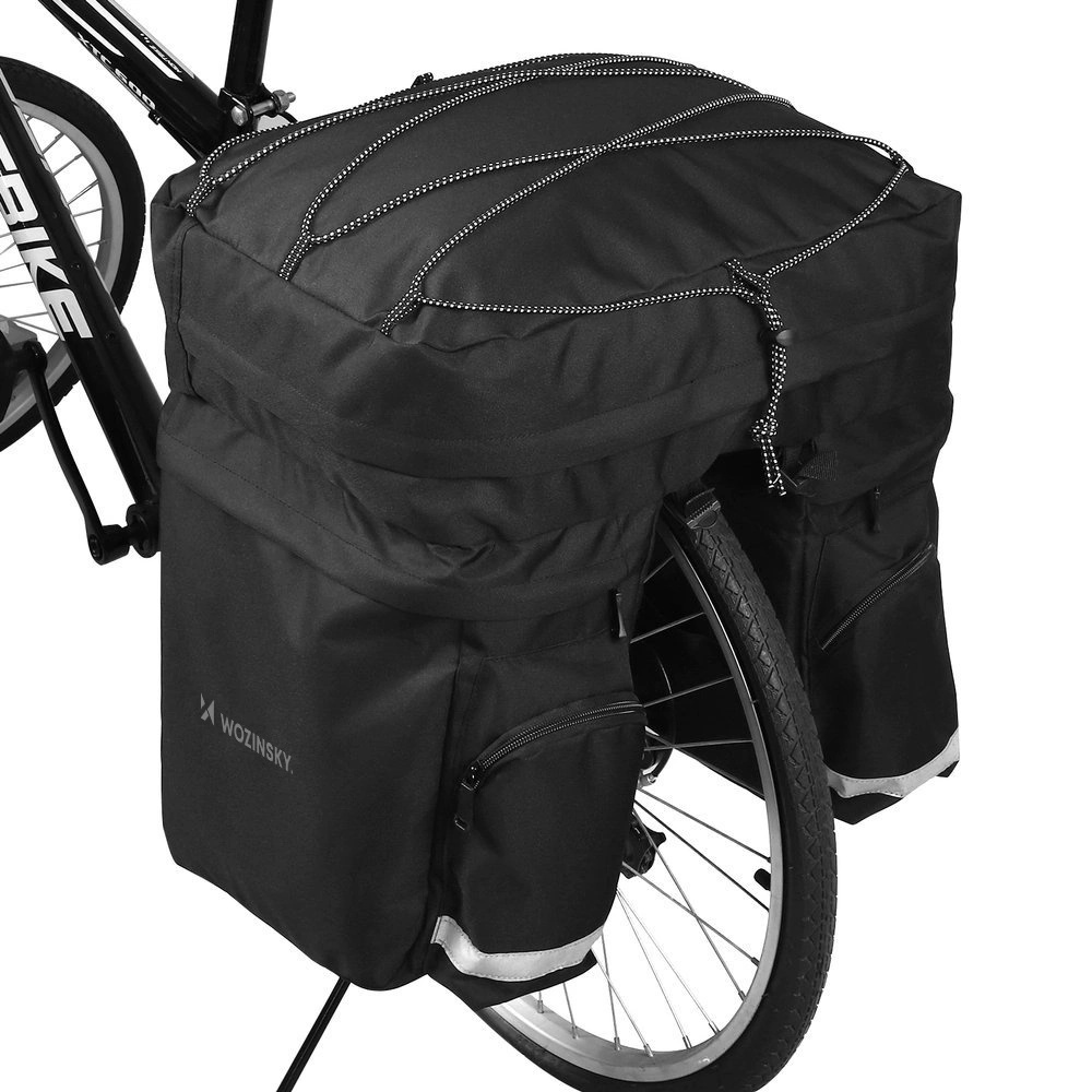 Wozinsky rummelig cykelbag 60 l til bagagebærer (regnslag inkluderet) sort (WBB13BK)