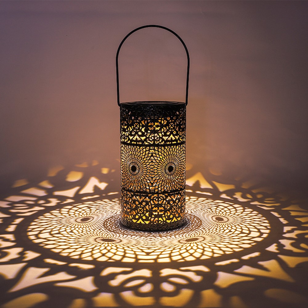 Solcelle lanternelampe i jern - Art deco design - Sort