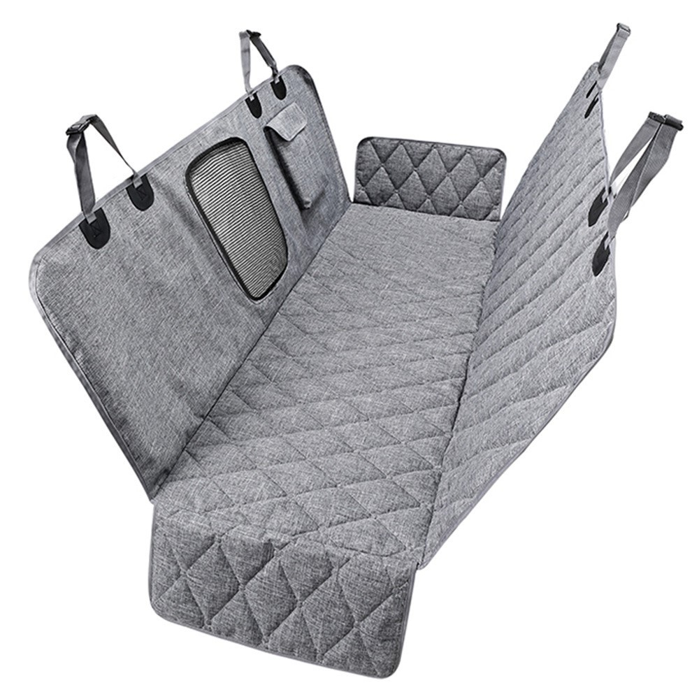 Hundetæppe / cover til bilsæde 137x147 cm - med ventilationsvindue - Grå