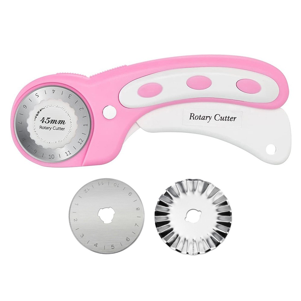 Rullekniv 45 mm til stof, læder & papir – Ergonomisk håndtag og med to klinger