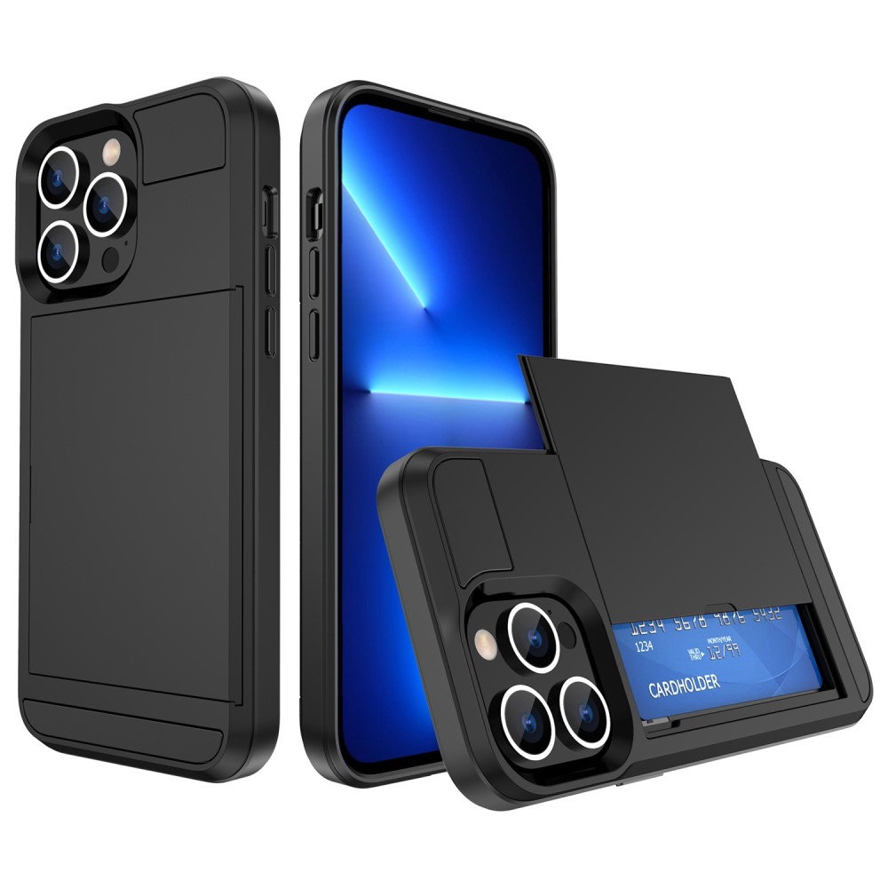 iPhone 14 Pro - Armor Hybrid cover med Kortholder - Sort
