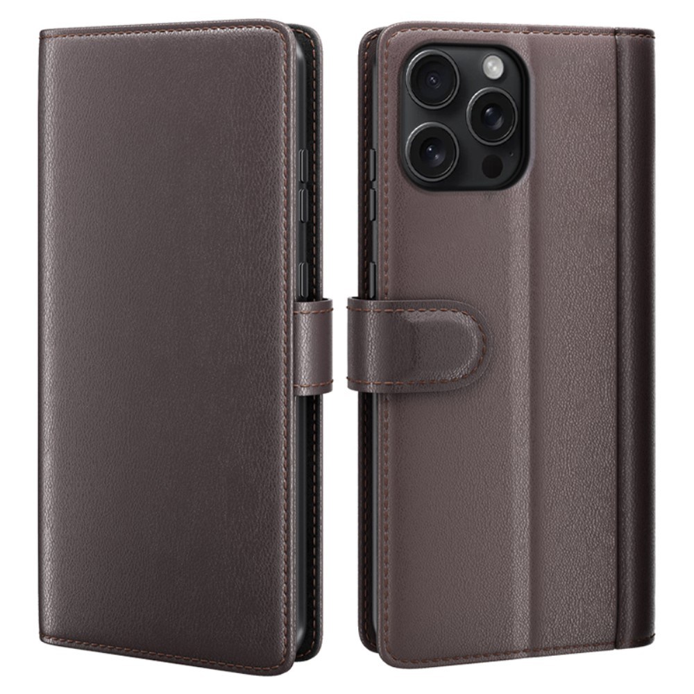 iPhone 16 Pro - Ægte læder cover / pung - Brun