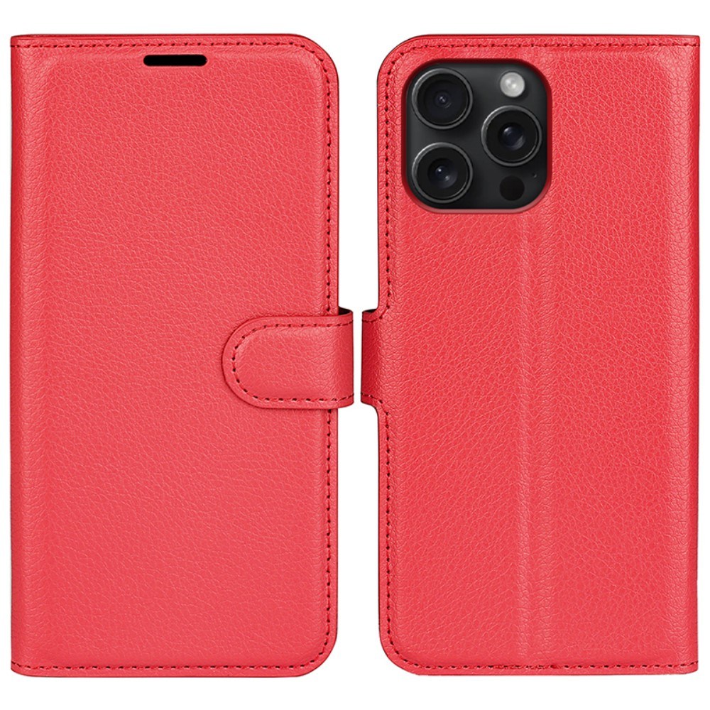 iPhone 16 Pro Max - Læder cover / pung - Rød