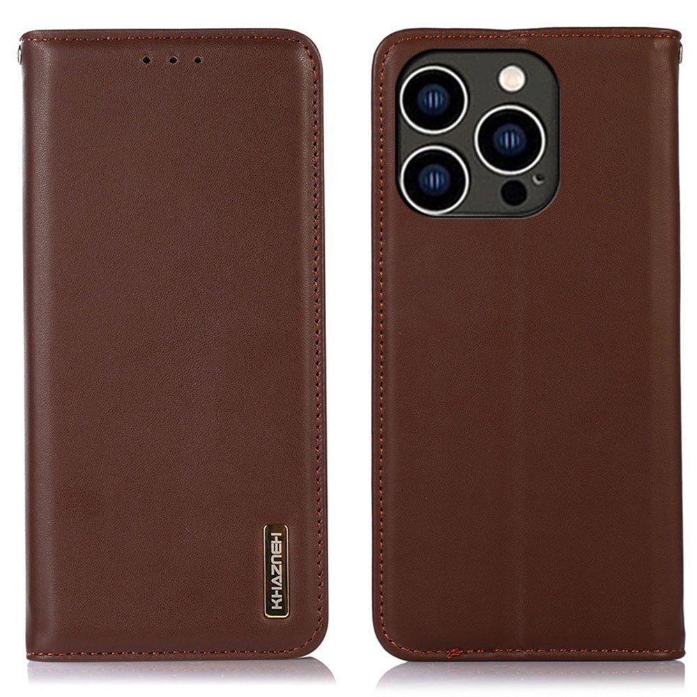 iPhone 16 Pro - KHAZNEH RFID ægte læder cover - Brun