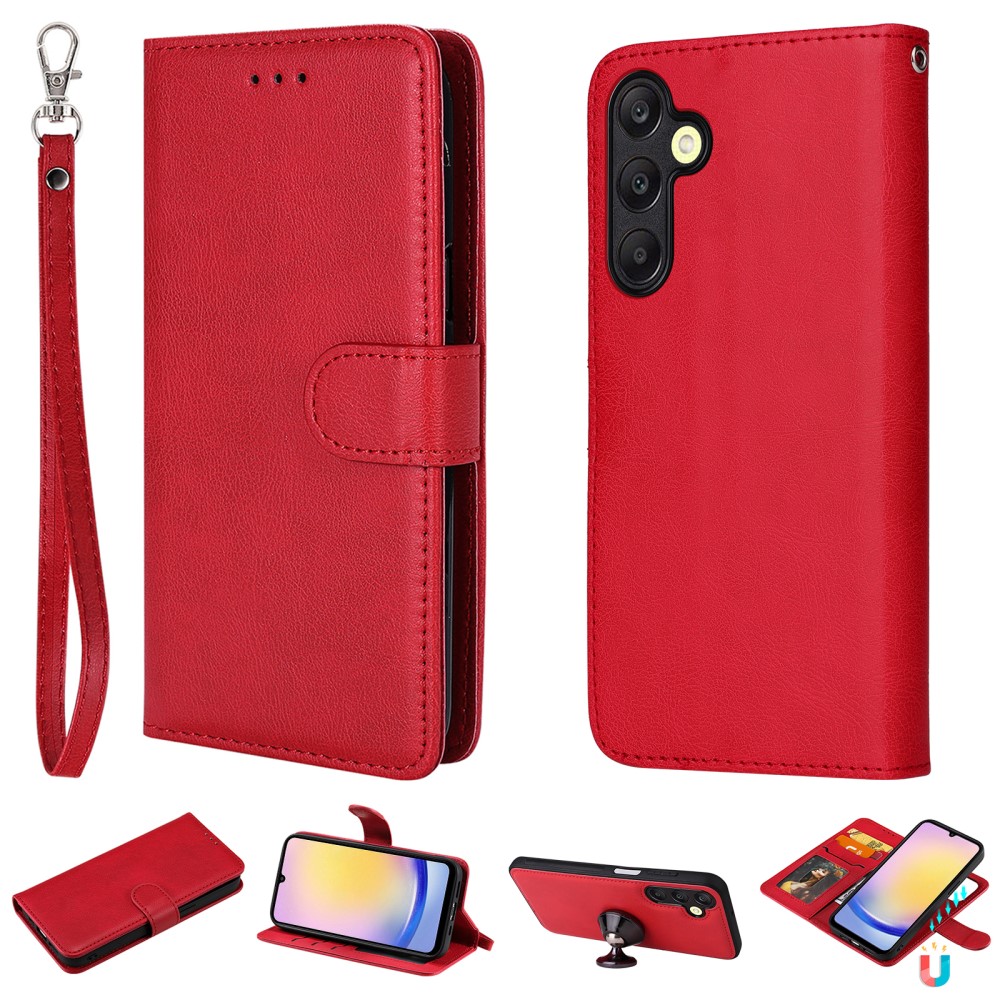 Samsung Galaxy A25 5G - KT3 series 2-i-1 læder cover - Aftagelig holder - Rød