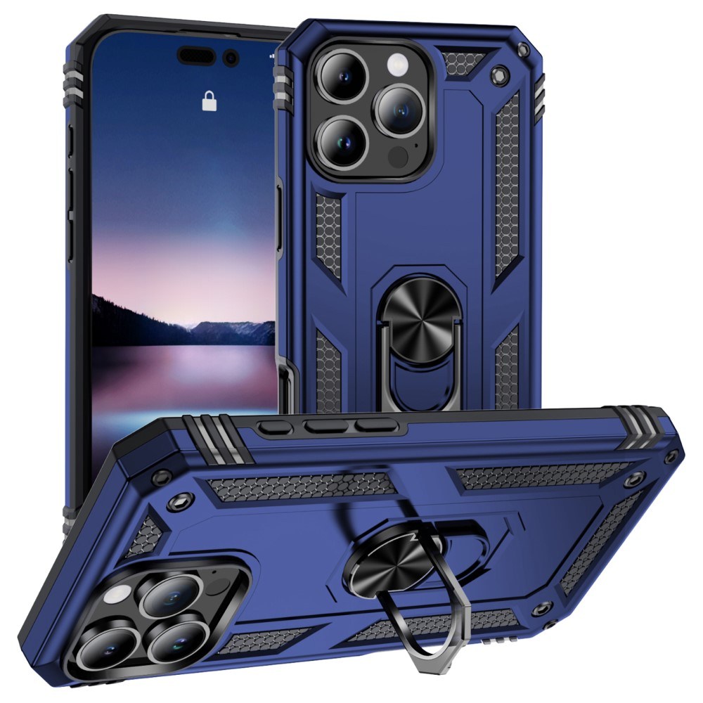 iPhone 16 Pro Max - Shockproof Hybrid cover med roterbar kickstand - Blå