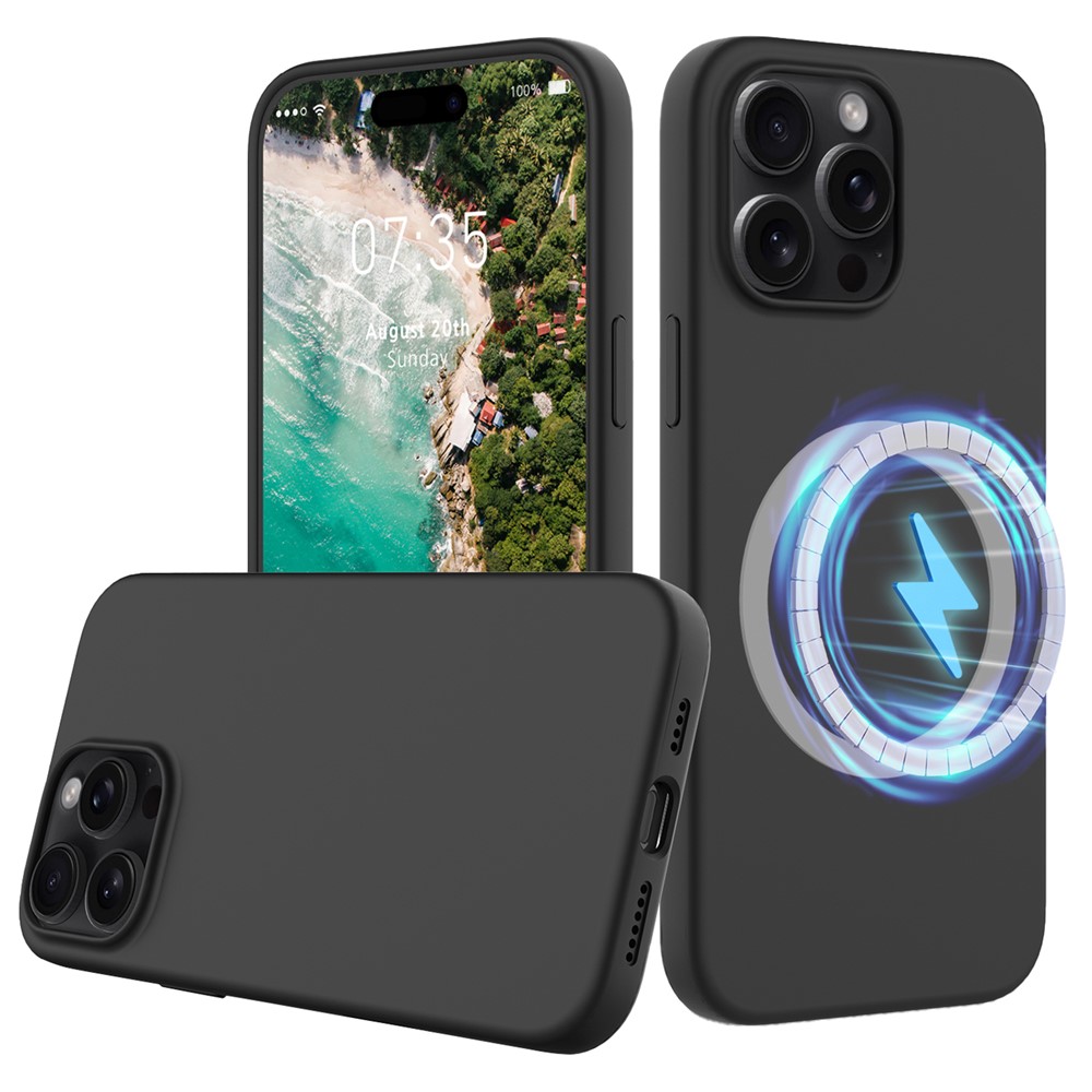 iPhone 16 Pro - Magnetisk silikone cover - Magsafe kompatibel - Sort