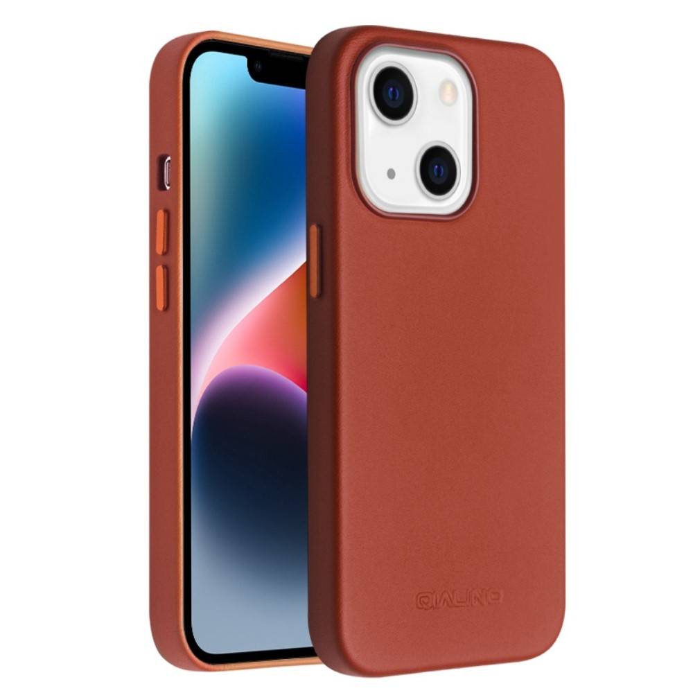 iPhone 14 - Qialino Magsafe cover i ægte læder - Brun