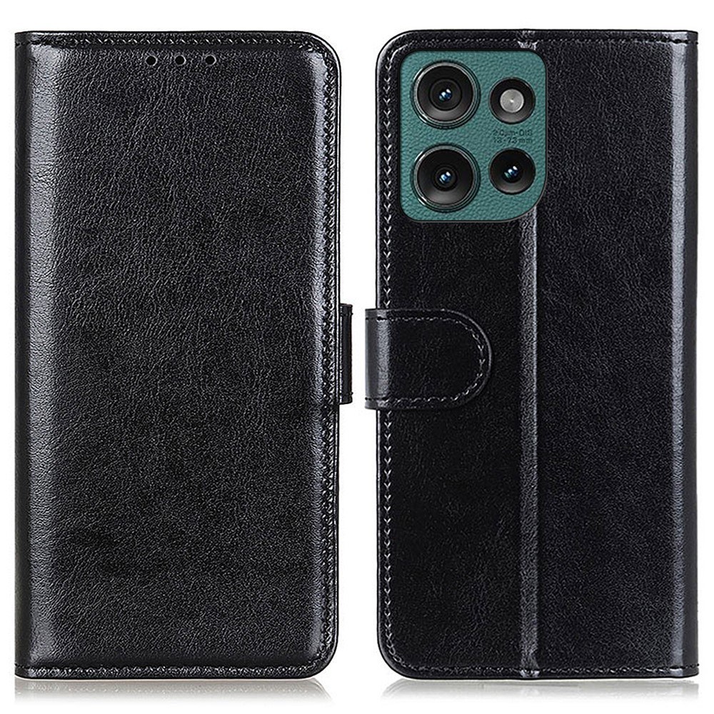 Motorola Edge 50 Neo 5G - Classic læder cover / pung - Sort