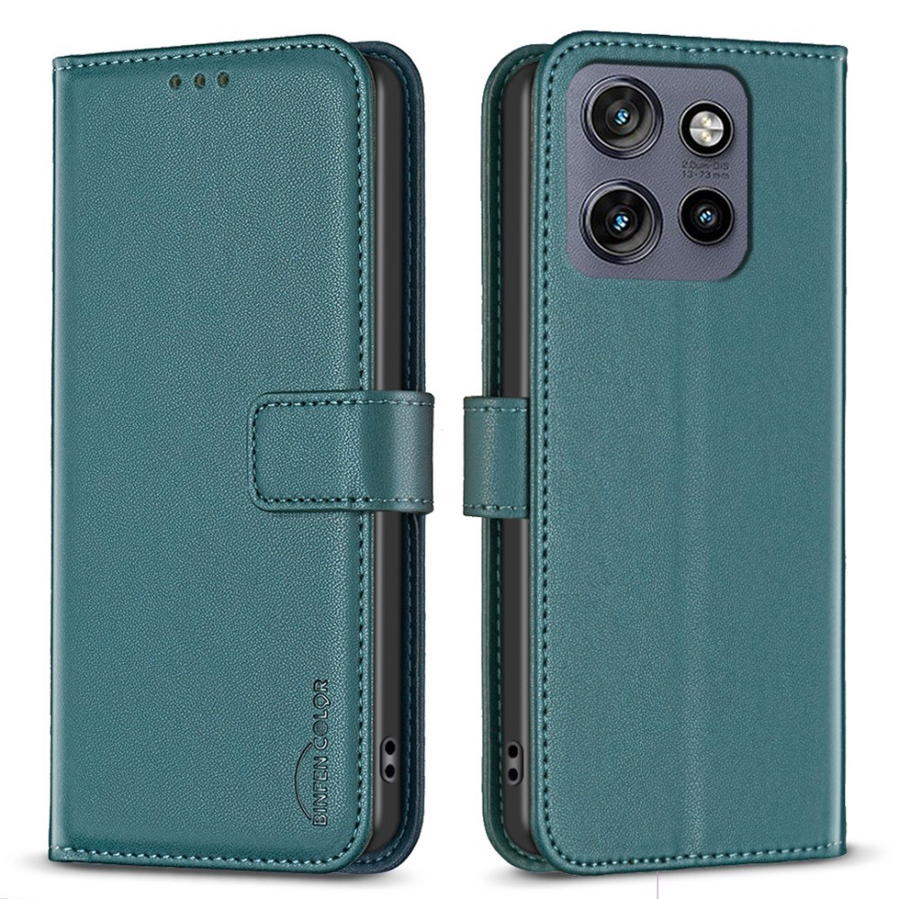 Motorola Edge 50 Neo 5G - BINFEN læder cover / pung - Grøn