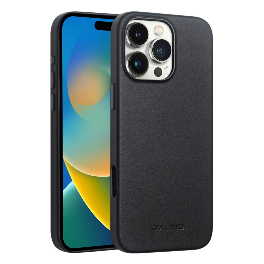 iPhone 16 Pro Max - Qialino Magsafe cover i ægte læder - Sort
