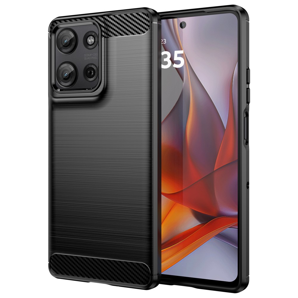 Motorola G75 5G - Gummi cover - Børstet design - Sort