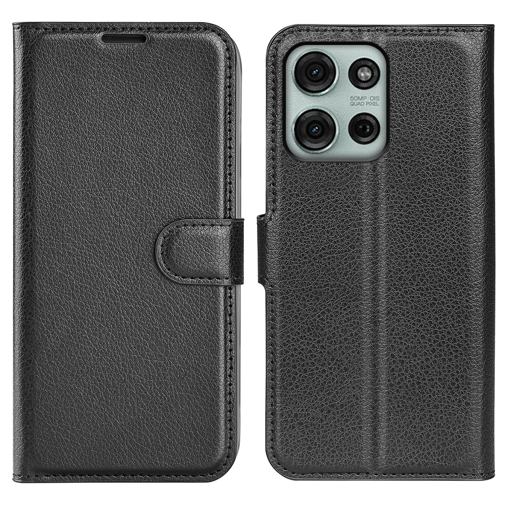 Motorola G75 - Læder cover / pung - Sort