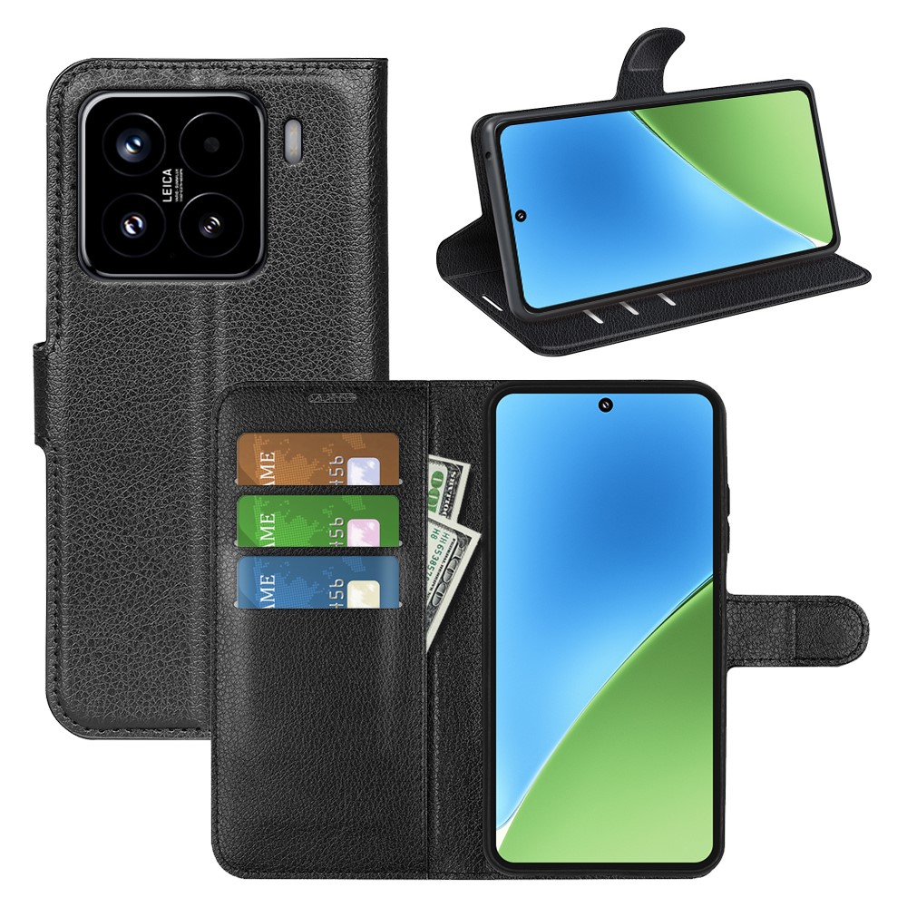 Xiaomi 15 - Læder cover / pung - Sort