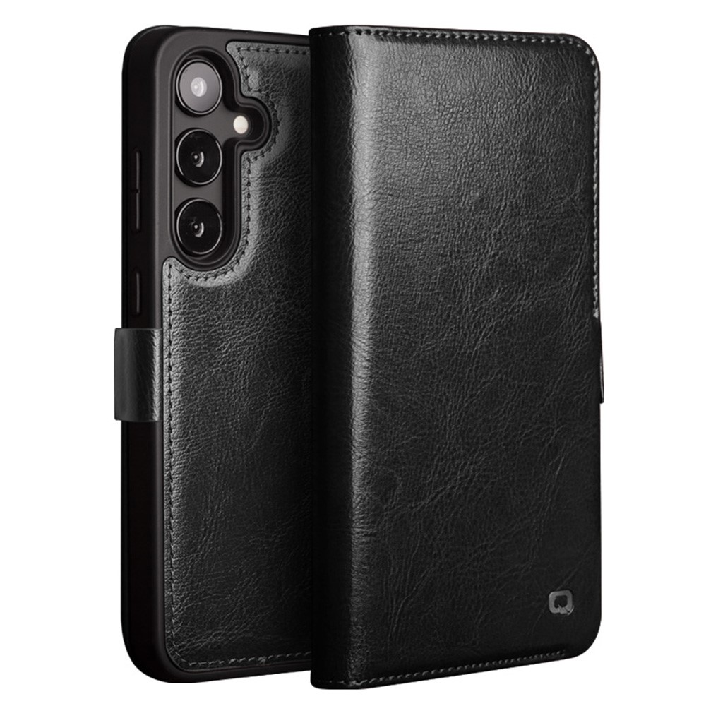 Samsung Galaxy S25 - QIALINO Classic Slim ægte læder cover - Sort