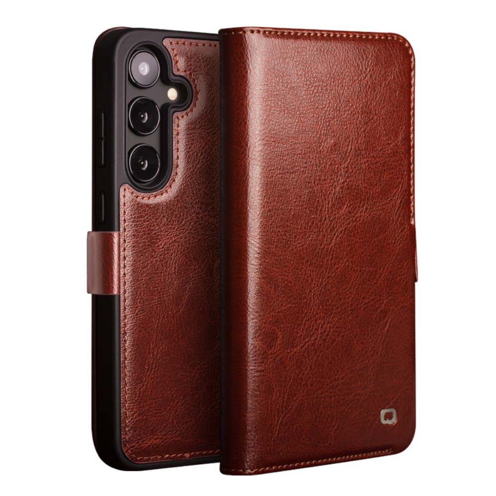 Samsung Galaxy S25 - QIALINO Classic Slim ægte læder cover - Brun